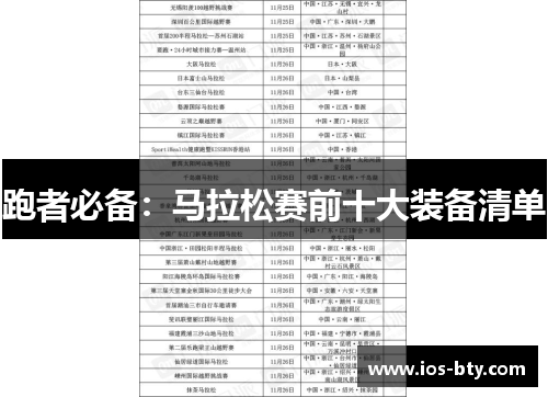 跑者必备：马拉松赛前十大装备清单